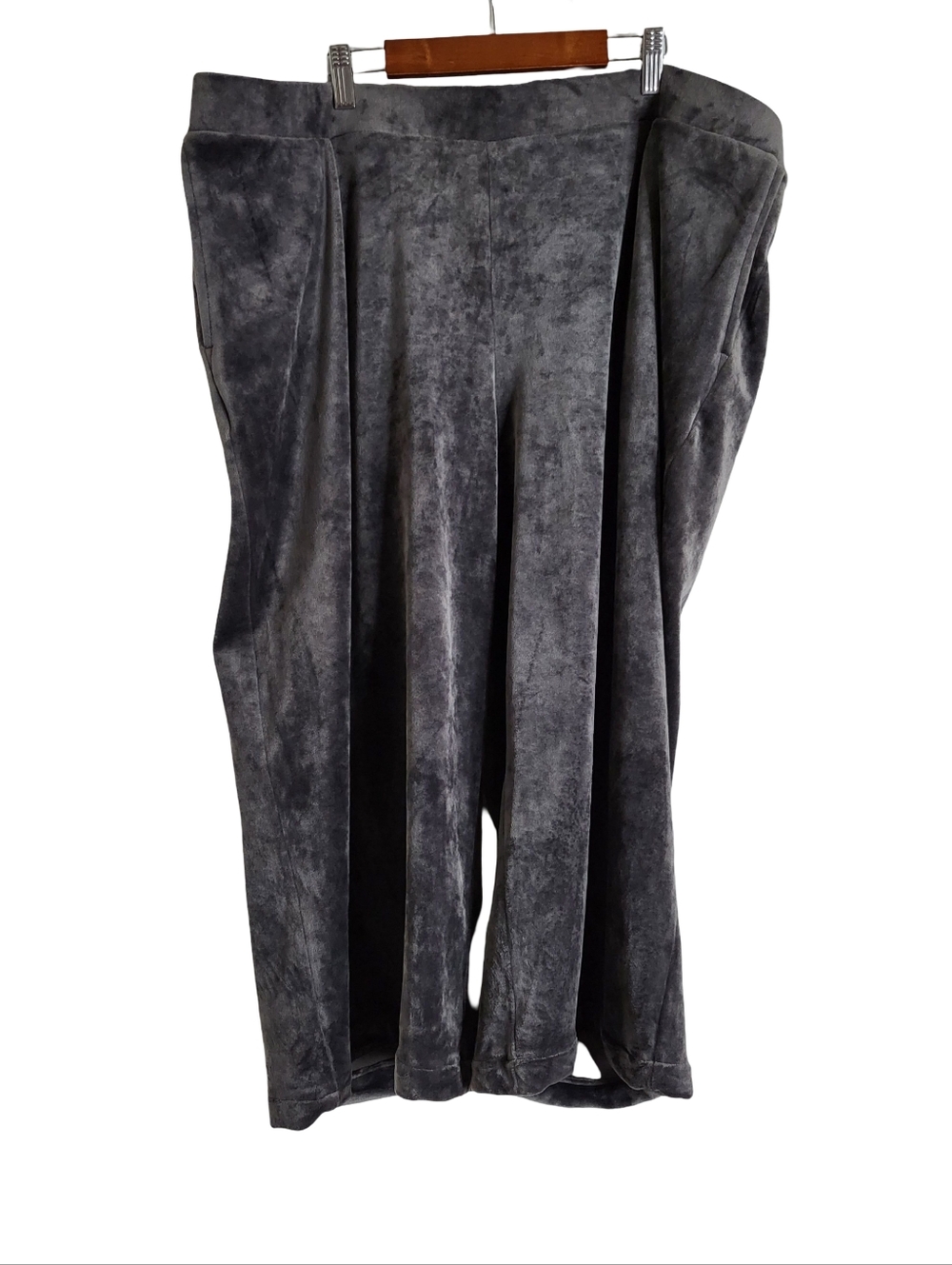 Wide Leg Velvet Pants - Gray